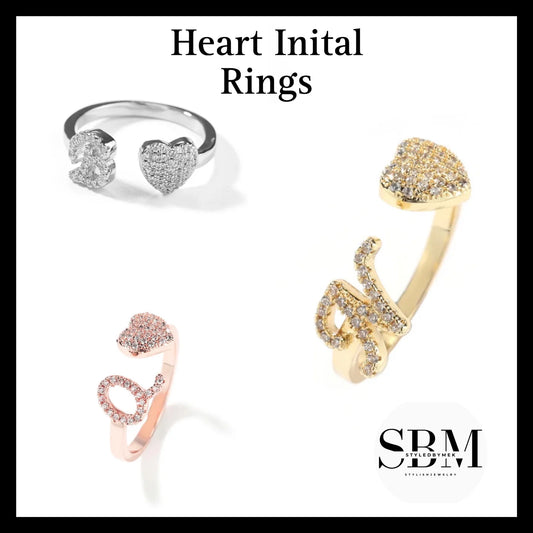 Heart bling inital rings