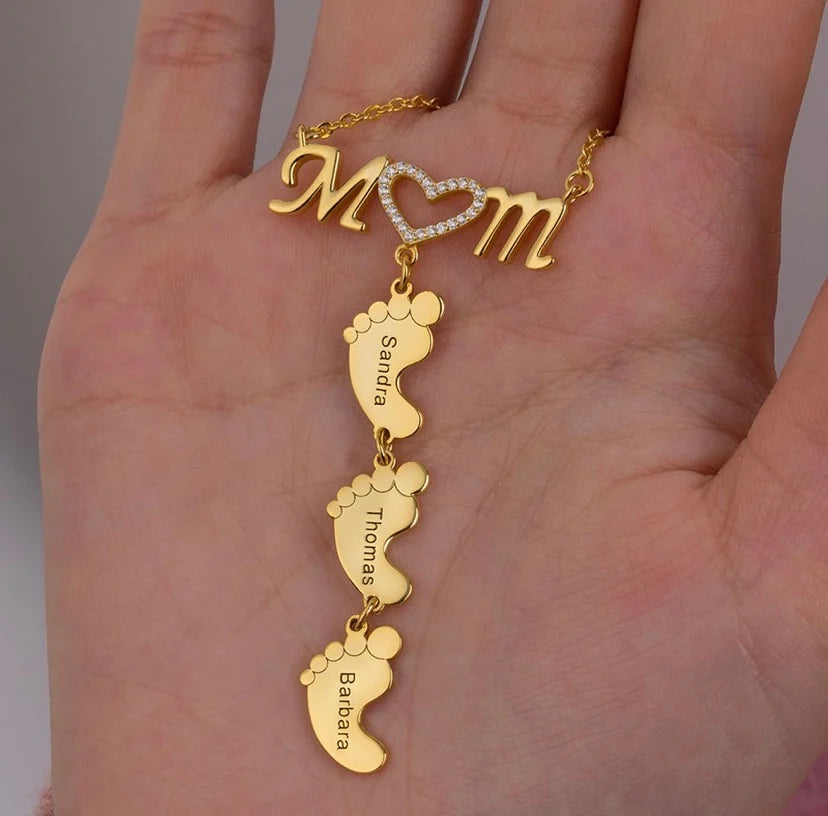 Mom Little Feet Name pendant